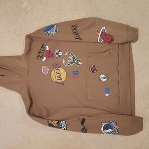 Hollister NBA Sweatshirt, Dark Tan with Team Logos as Pictured, Size LG